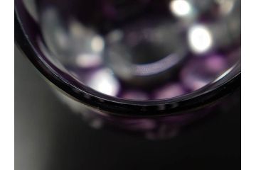 大正〜昭和初期　切子　色被せ　紫　ガラス　深みのある色合いが美しく輝くミニカップ&ソーサー6客セット(デミタス、エスプレッソ、C&S、碗皿、硝子、和ガラス、ケース付)(R-082918)