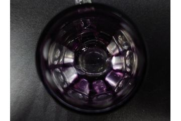 大正〜昭和初期　切子　色被せ　紫　ガラス　深みのある色合いが美しく輝くミニカップ&ソーサー6客セット(デミタス、エスプレッソ、C&S、碗皿、硝子、和ガラス、ケース付)(R-082918)