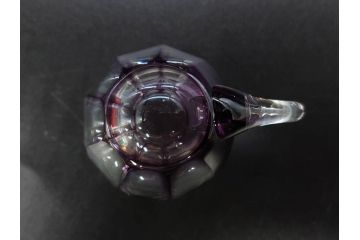 大正〜昭和初期　切子　色被せ　紫　ガラス　深みのある色合いが美しく輝くミニカップ&ソーサー6客セット(デミタス、エスプレッソ、C&S、碗皿、硝子、和ガラス、ケース付)(R-082918)