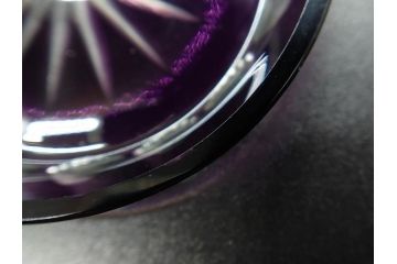 大正〜昭和初期　切子　色被せ　紫　ガラス　深みのある色合いが美しく輝くミニカップ&ソーサー6客セット(デミタス、エスプレッソ、C&S、碗皿、硝子、和ガラス、ケース付)(R-082918)