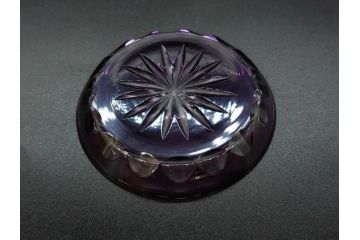 大正〜昭和初期　切子　色被せ　紫　ガラス　深みのある色合いが美しく輝くミニカップ&ソーサー6客セット(デミタス、エスプレッソ、C&S、碗皿、硝子、和ガラス、ケース付)(R-082918)