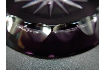 大正〜昭和初期　切子　色被せ　紫　ガラス　深みのある色合いが美しく輝くミニカップ&ソーサー6客セット(デミタス、エスプレッソ、C&S、碗皿、硝子、和ガラス、ケース付)(R-082918)