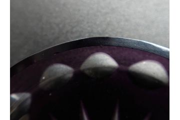 大正〜昭和初期　切子　色被せ　紫　ガラス　深みのある色合いが美しく輝くミニカップ&ソーサー6客セット(デミタス、エスプレッソ、C&S、碗皿、硝子、和ガラス、ケース付)(R-082918)