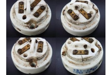当時物　白磁　菊型　レトロな空間を演出する碍子17点セット(ローゼット、電笠、電灯、照明器具、電材)(R-082919)