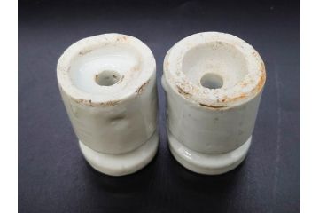 当時物　白磁　菊型　レトロな空間を演出する碍子17点セット(ローゼット、電笠、電灯、照明器具、電材)(R-082919)