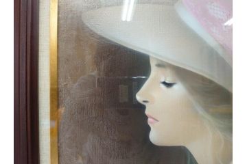真作　中原脩　「帽子の女」　F8(8号)　絵画(油彩、油絵、人物画、美人画、サイン入り、額装、外箱付)(R-082921)