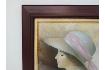 真作　中原脩　「帽子の女」　F8(8号)　絵画(油彩、油絵、人物画、美人画、サイン入り、額装、外箱付)(R-082921)
