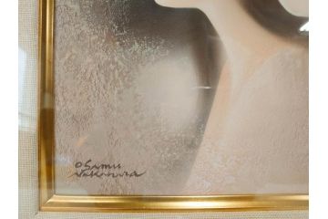 真作　中原脩　「帽子の女　青いリボン」　F3(3号)　絵画(油彩、油絵、人物画、美人画、サイン入り、額装、外箱付)(R-082922)
