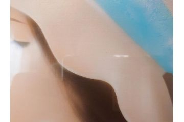 真作　中原脩　「帽子の女　青いリボン」　F3(3号)　絵画(油彩、油絵、人物画、美人画、サイン入り、額装、外箱付)(R-082922)