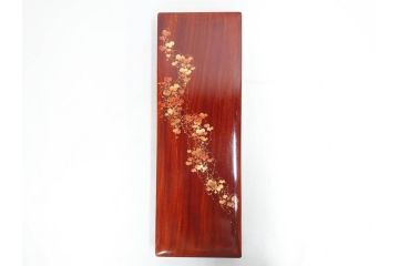 アンティーク雑貨　昭和中期　クスノキ材　蒔絵　格式高い佇まいの収納箱(木箱、金彩、漆、漆器、小物入れ、唐草)(R-082926)