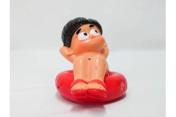 エーザイ　トラベルミン坊や　浮き輪　レトロな雰囲気の貯金箱(人形、コインバンク、ソフビ、置物)(R-082928)