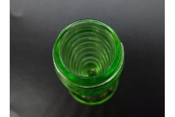 戦前　当時物　ウランガラス　プレスガラス　インクボトル　上品な雰囲気のガラス小物5点セット(ソルト、ペッパー、調味料入れ、インク壷、小物入れ、鉢、小皿、深皿、硝子、和ガラス)(R-082929)