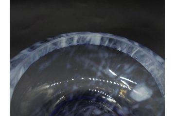 当時物　マーブルガラス　どこか懐かしい風合いが魅力のキャンディーポット&鉢2点セット(吹雪、吹きガラス、深皿、菓子瓶、小物入れ、和ガラス、硝子)(R-082930)