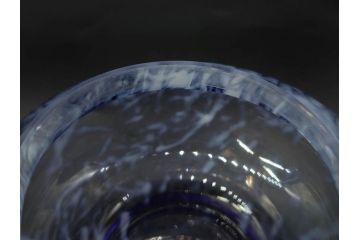 当時物　マーブルガラス　どこか懐かしい風合いが魅力のキャンディーポット&鉢2点セット(吹雪、吹きガラス、深皿、菓子瓶、小物入れ、和ガラス、硝子)(R-082930)