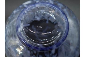 当時物　マーブルガラス　どこか懐かしい風合いが魅力のキャンディーポット&鉢2点セット(吹雪、吹きガラス、深皿、菓子瓶、小物入れ、和ガラス、硝子)(R-082930)