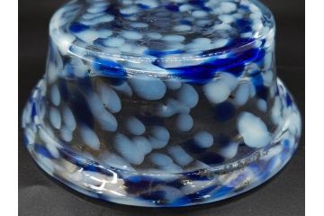 当時物　マーブルガラス　どこか懐かしい風合いが魅力のキャンディーポット&鉢2点セット(吹雪、吹きガラス、深皿、菓子瓶、小物入れ、和ガラス、硝子)(R-082930)