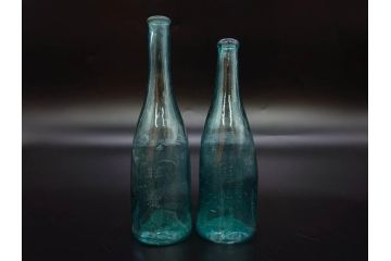 大正〜昭和初期　レトロ　エンボス　時を重ねた味わ深いガラス瓶6点セット(ソースボトル、白玉、三ツ矢、カゴメ、フマキラー、和ガラス、硝子、ビン、ボトル、花瓶、花入、花生、花器、一輪挿し)(R-082931)