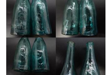 大正〜昭和初期　レトロ　エンボス　時を重ねた味わ深いガラス瓶6点セット(ソースボトル、白玉、三ツ矢、カゴメ、フマキラー、和ガラス、硝子、ビン、ボトル、花瓶、花入、花生、花器、一輪挿し)(R-082931)