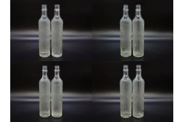 大正〜昭和初期　レトロ　エンボス　空間のアクセントになるガラス瓶7点セット(大日本麦酒株式会社、和ガラス、硝子、ビン、ボトル、花瓶、花入、花生、花器、一輪挿し)(R-082932)
