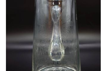 戦前　当時物　アサヒ生ビール　レトロなデザインがおしゃれなグラス4客&ピッチャーセット(ジョッキ、コップ、水差し、ジャグ、ウォーターポット、硝子、ガラス)(R-082933)