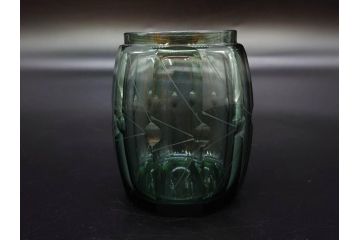 戦前　当時物　ガラス　切子　エナメル　グラス　どこか懐かしさを感じるコップなど5点セット(花、小物入れ、硝子、和ガラス)(R-082934)