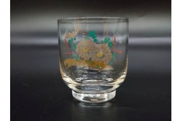 戦前　当時物　ガラス　切子　エナメル　グラス　どこか懐かしさを感じるコップなど5点セット(花、小物入れ、硝子、和ガラス)(R-082934)