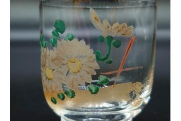 戦前　当時物　ガラス　切子　エナメル　グラス　どこか懐かしさを感じるコップなど5点セット(花、小物入れ、硝子、和ガラス)(R-082934)