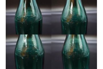 戦前　当時物　ウランガラス　フマキラー　レトロな佇まいのガラス瓶など6点セット(ビン、一輪挿し、花瓶、花入、花生、花器、硝子、和ガラス)(R-082935)