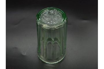 戦前　当時物　優雅な印象を感じるグラス4客セット(桜マーク、硝子、ガラス、コップホルダー付)(R-082936)