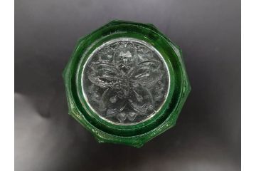 戦前　当時物　優雅な印象を感じるグラス4客セット(桜マーク、硝子、ガラス、コップホルダー付)(R-082936)