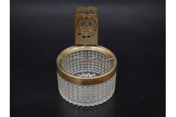 戦前　当時物　上品な佇まいの灰皿&小物入れ(アシュトレイ、キャニスター、硝子、ガラス、蓋付き)(R-082937)