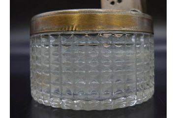 戦前　当時物　上品な佇まいの灰皿&小物入れ(アシュトレイ、キャニスター、硝子、ガラス、蓋付き)(R-082937)