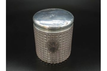 戦前　当時物　上品な佇まいの灰皿&小物入れ(アシュトレイ、キャニスター、硝子、ガラス、蓋付き)(R-082937)