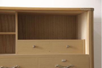 中古　美品　大阪泉州桐箪笥　特注　汚れが付きにくいメラミン化粧板を使った総桐箪笥・上段(総桐たんす、和たんす、和タンス、収納箪笥、衣装箪笥、チェスト、引き出し)(R-081760)
