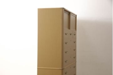 中古　美品　大阪泉州桐箪笥　特注　汚れが付きにくいメラミン化粧板を使った総桐箪笥・上段(総桐たんす、和たんす、和タンス、収納箪笥、衣装箪笥、チェスト、引き出し)(R-081760)