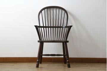 中古　美品　松本民芸家具　509C型　美しいシルエットが目を引くウィンザーチェア(ウインザーチェア、アームチェア、板座チェア、椅子、イス)(定価約17万円)(R-082956)