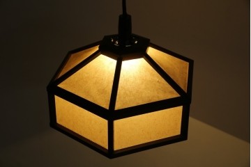 和製ビンテージ　松本民芸家具　落ち着いた色味で和モダンスタイルにぴったりな吊り下げ照明　(R-082958)