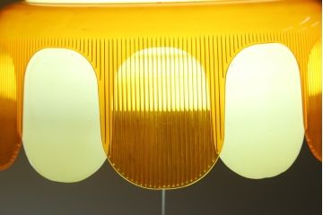 和製ビンテージ　昭和レトロ　ナショナル製　松下電工株式会社　レトロでポップな可愛らしい天井照明(ペンダントライト、吊り下げ照明、電笠、ランプシェード、オレンジ、ヴィンテージ)(R-082962)