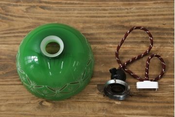 和製ビンテージ　大正ロマンデザイン　切子　お部屋に心地よい彩を添えるペンダントライト(ランプシェード、天井照明、吊り下げ照明、ヴィンテージ)(R-082964)