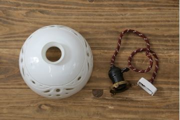 和製ビンテージ　大正ロマンデザイン　切子　お部屋に心地よい彩を添えるペンダントライト(ランプシェード、天井照明、吊り下げ照明、ヴィンテージ)(R-082965)