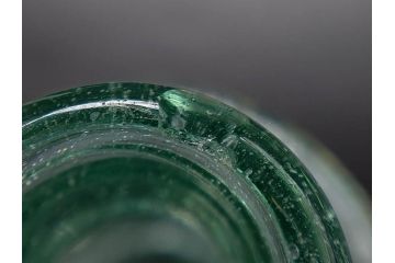 当時物　プレスガラス　レトロな味わい深いガラス瓶5点セット(ビン、醤油差し、あやめ、菖蒲、エンボス、花、桜、硝子)(R-082968)