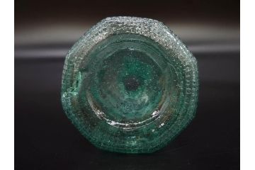当時物　プレスガラス　レトロな味わい深いガラス瓶5点セット(ビン、醤油差し、あやめ、菖蒲、エンボス、花、桜、硝子)(R-082968)