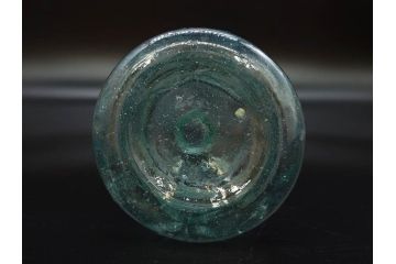 当時物　プレスガラス　レトロな味わい深いガラス瓶5点セット(ビン、醤油差し、あやめ、菖蒲、エンボス、花、桜、硝子)(R-082968)