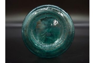 当時物　プレスガラス　レトロな味わい深いガラス瓶5点セット(ビン、醤油差し、あやめ、菖蒲、エンボス、花、桜、硝子)(R-082968)