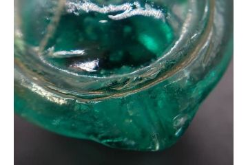 当時物　プレスガラス　レトロな味わい深いガラス瓶5点セット(ビン、醤油差し、あやめ、菖蒲、エンボス、花、桜、硝子)(R-082968)