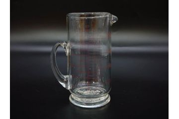 戦前　当時物　吹きガラス　落ち着いた佇まいの計量カップ2点セット(ジョッキ、花器、花瓶、花入、花生、フラワーベース、硝子、目盛付き)(R-082969)