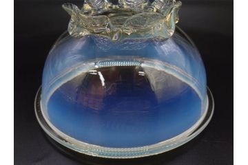 戦前　当時物　乳白ぼかし　柔らかい色合いに惹かれるキャンディポット(菓子器、キャニスター、蓋物、ボンボニエール、小物入れ、硝子、ガラス)(R-082970)