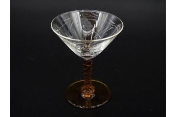 昭和初期〜中期　切子　様々なデザインが楽しめるグラス9点セット(カクテル、ワイン、リキュール、バラ、薔薇、花、葡萄、ぶどう、和ガラス、硝子、酒器、酒杯)(R-082973)