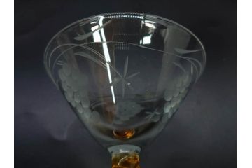 昭和初期〜中期　切子　様々なデザインが楽しめるグラス9点セット(カクテル、ワイン、リキュール、バラ、薔薇、花、葡萄、ぶどう、和ガラス、硝子、酒器、酒杯)(R-082973)