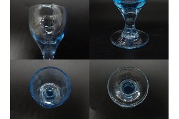 昭和初期〜中期　切子　様々なデザインが楽しめるグラス9点セット(カクテル、ワイン、リキュール、バラ、薔薇、花、葡萄、ぶどう、和ガラス、硝子、酒器、酒杯)(R-082973)